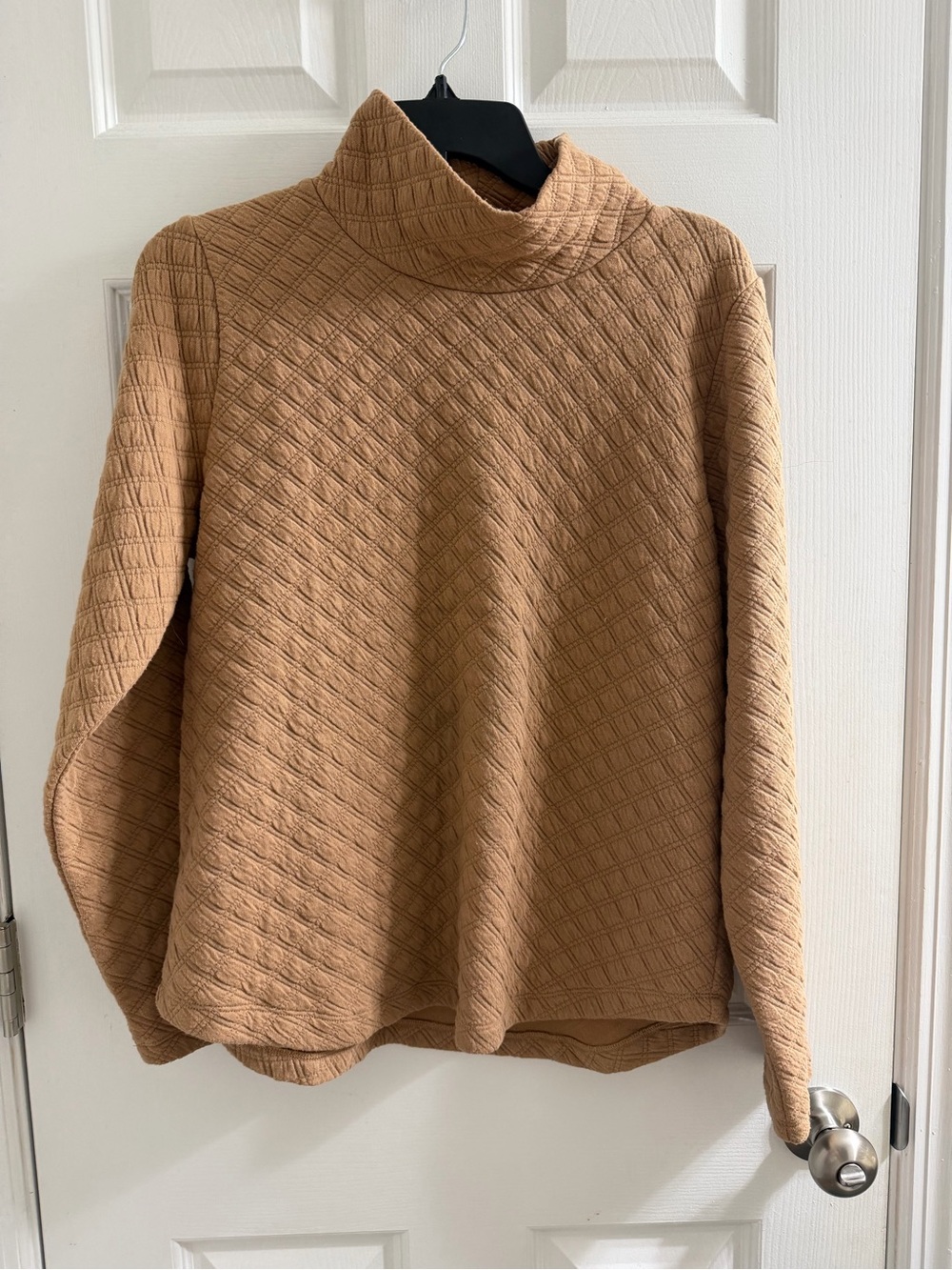 J Crew Women's Quilted Turtleneck Sweater in Camel Small S